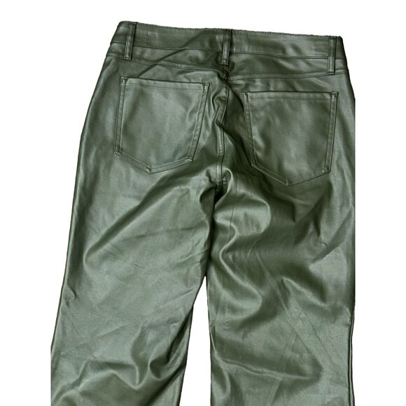 Wild Fable Faux Leather Low-Rise Flare Jeans in Olive Green Size 4 - Picture 6 of 8